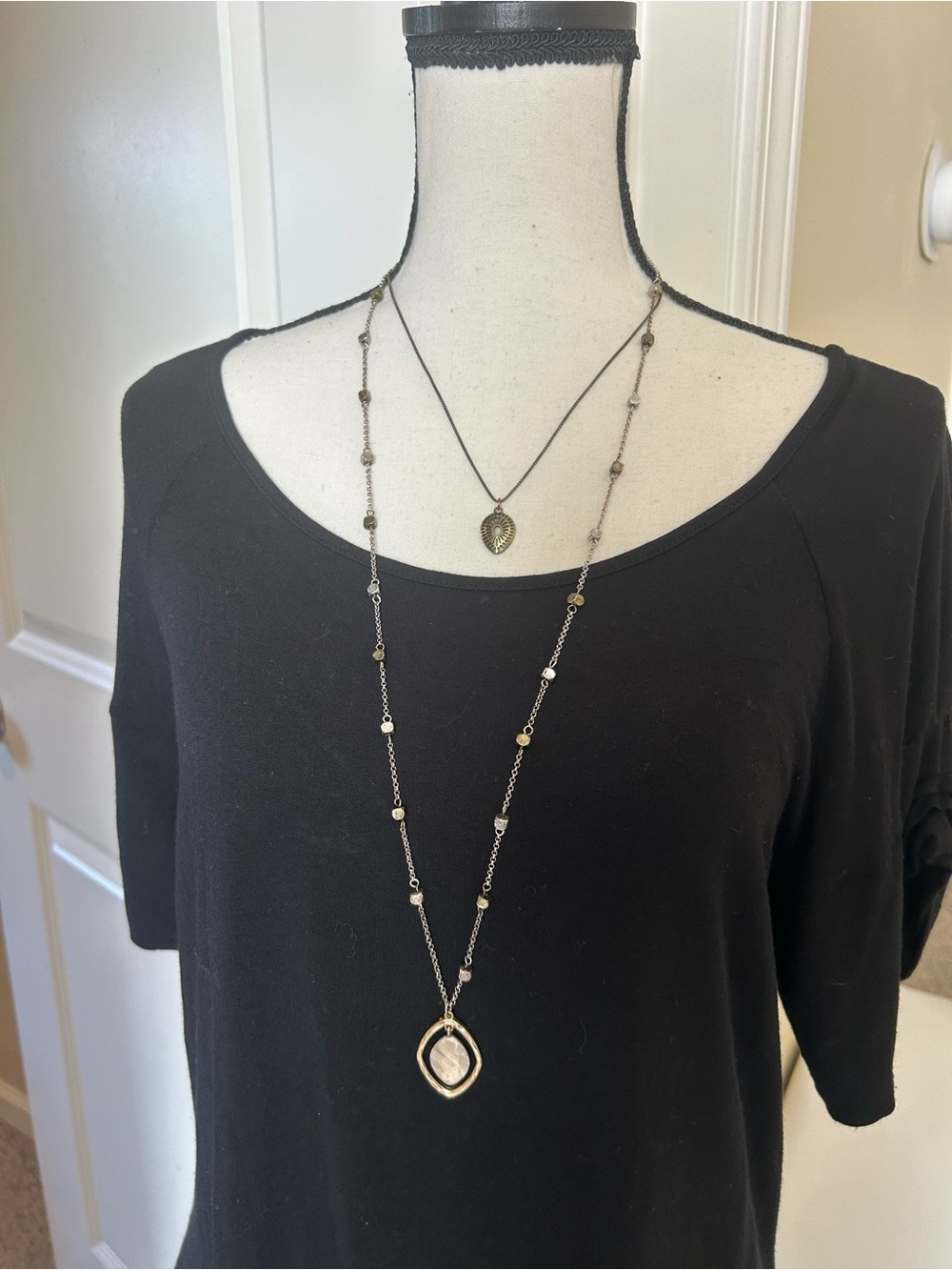 Layered Gold Pendant Necklace Set boho